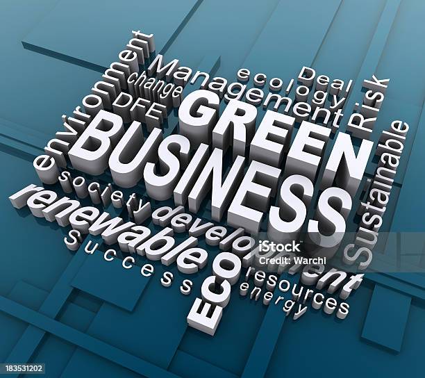 Green Business Graphic Made Out Of Different Words Stock Photo - Download Image Now - Business, Concepts, Environment