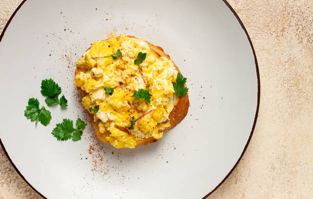 istock sandwich, scrambled eggs, breakfast, top view, homemade, 1835316166