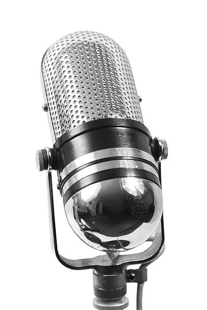 microfono vintage - microphone retro revival old fashioned isolated foto e immagini stock