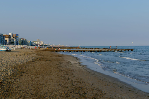 Beach of Lido di Jesolo at adriatic Sea in a beautiful summer day Italy