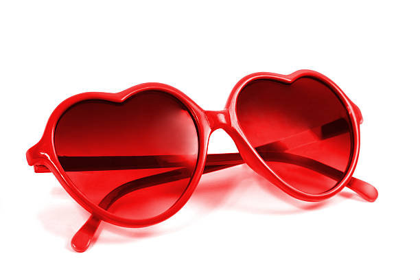 Red heart glasses stock photo