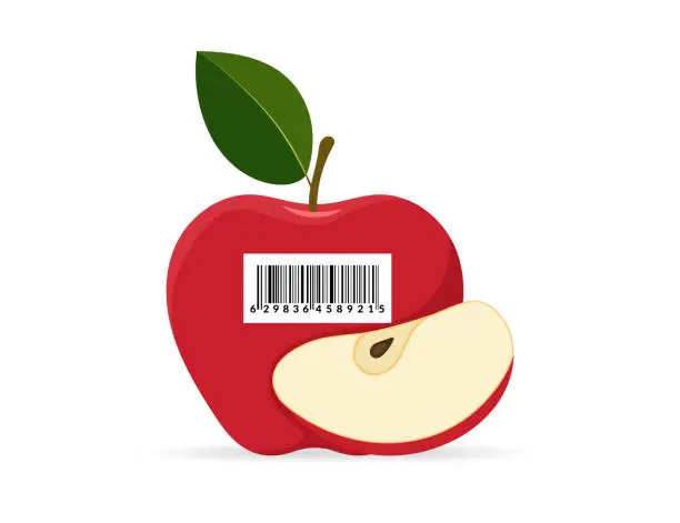Vector illustration of Apple with barcode.