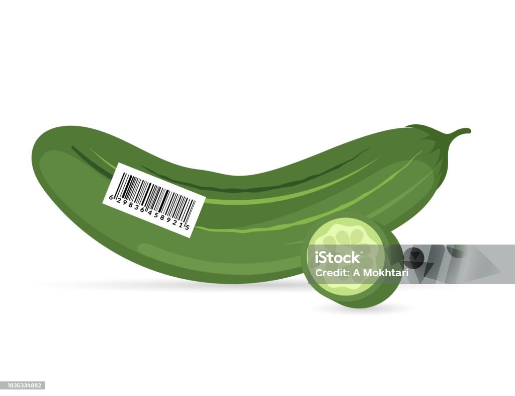 Cucumber Code Icon Cucumber With Barcode Stock Illustration - Download Image Now - Bar ...