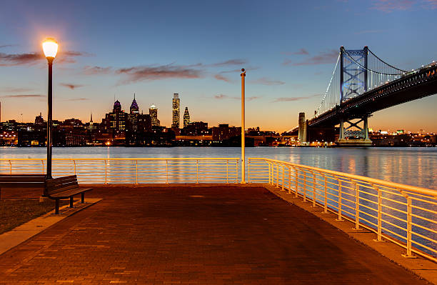 Camden Waterfront and the Philadelphia skyline. Focus on foreground.