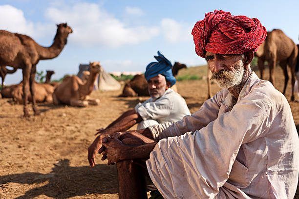 istock Indian men with camel during festival in Pushkar 183533735