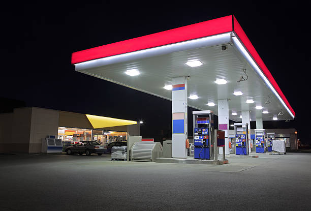 istock Modern Service Station With Store at Night 183534770
