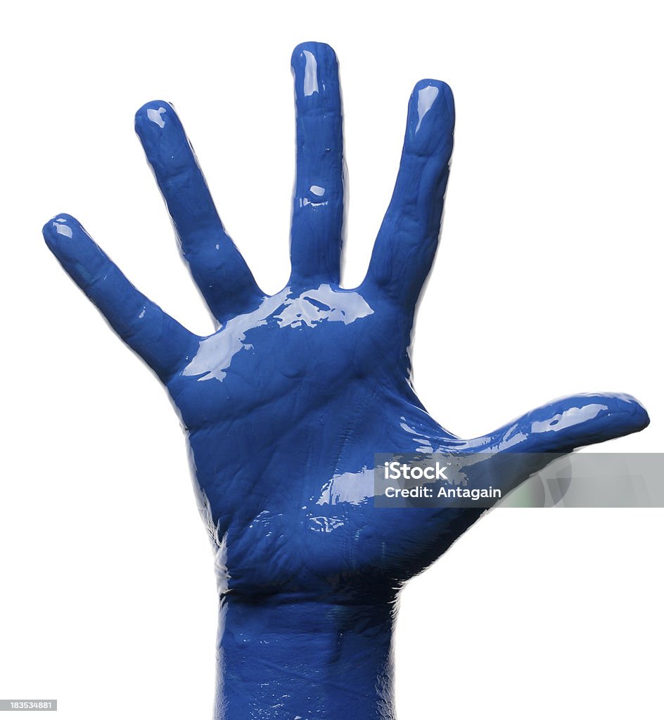 blue hand  Paint Stock Photo