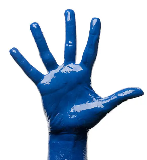 Photo of blue hand