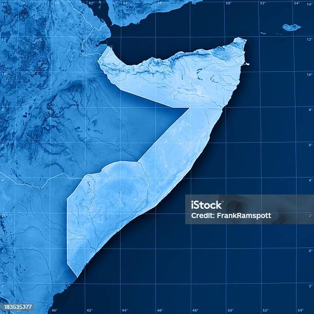 Somália Topographic Mapa - Fotografias de stock e mais imagens de Somália - Somália, Mapa, Golfo de Aden