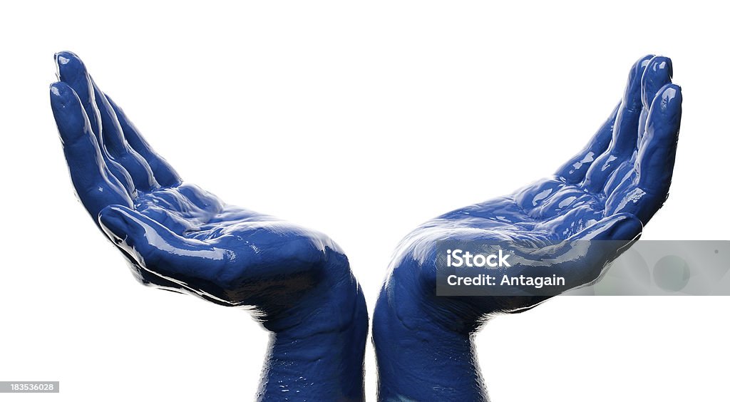 Hands In Blue Blue Hands Stock Photo - Download Image Now - Adult, Arms Outstretched ...