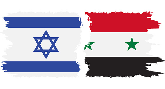 Syria and Israel grunge flags connection, vector