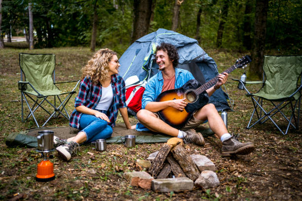 istock Couple in love on camping in nature 1835364723