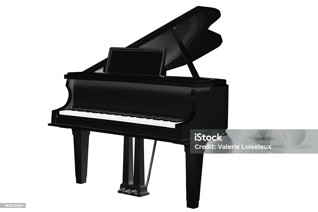 Grand Piano Black Grand Piano on a white background. Cut Out Stock Photo