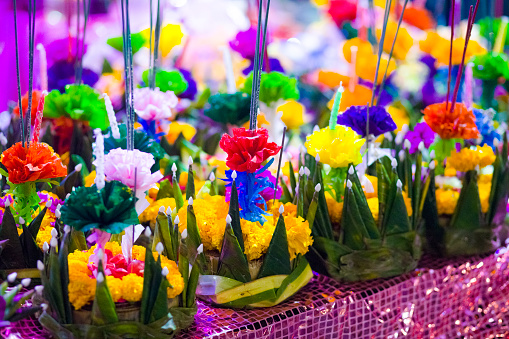 Selection of thai Loi Krathong bouquets