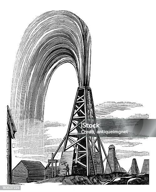 С 19го Века Гравировка Из Нефть Деррик — стоковая векторная графика и другие изображения на тему Гравюра - Гравюра, Иллюстрация, Нефтяная промышленность
