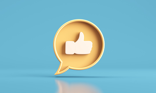 One like social media notification with thumb up icon. 3d illustration
