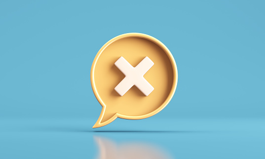 Speech bubble with cross check mark icon