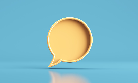 Close-up of speech bubble isolated on white with clipping path.