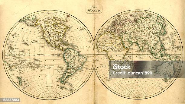Vintage Map Of The World Stock Illustration - Download Image Now - World Map, Map, Old-fashioned