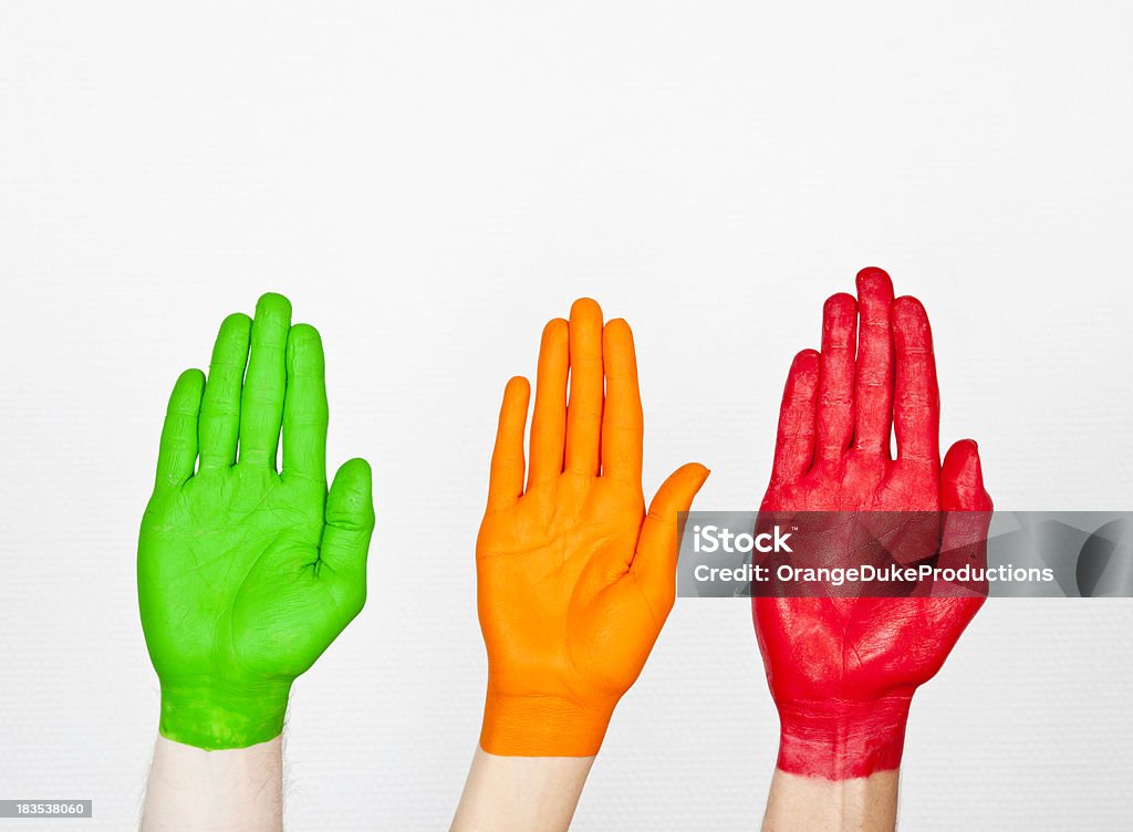 Rojo, verde, amarillo, manos - Foto de stock de Amarillo - Color libre de derechos