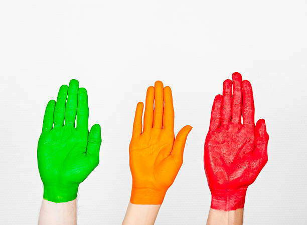 istock Red, Green, Yellow Hands 183538060