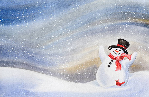 Cheerful Snowman Background vector art illustration