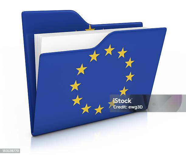 Ícone De Bandeira Da União Europeia Pasta - Fotografias de stock e mais imagens de Bandeira da União Europeia - Bandeira da União Europeia, Fundo Branco, Bandeira