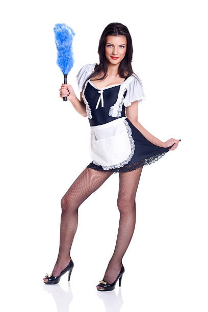 piękne francja dziewczyna - maid french maid outfit sensuality duster zdjęcia i obrazy z banku zdjęć