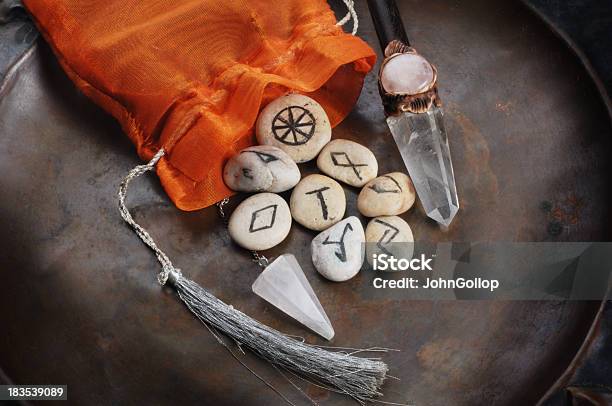 Divination Tools Stock Photo - Download Image Now - Runes, Crystal, Crystal Glassware