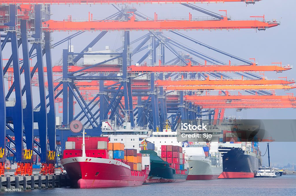 terminal de Contêineres do porto - Foto de stock de Rotterdam royalty-free