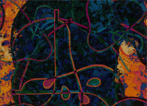 istock Neon abstract colorful background with grunge brush strokes and paint splashes 1835404824