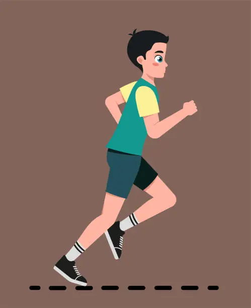 Vector illustration of Running teenage boy vector concept