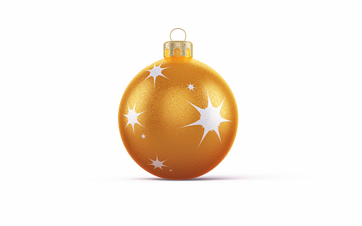 3d Render Orange Christmas Ornament, Christmas, Celebration, Noel Concepts, Object + Shadow Clipping Path (close-up)