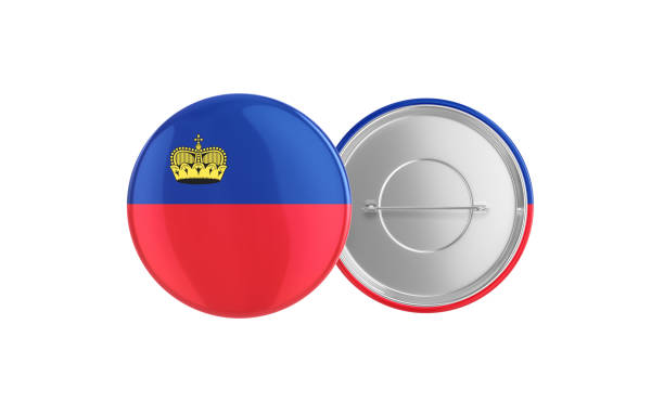 3d Render Liechtenstein Flag Badge Pin Mocap, Front Back Clipping Path, It can be used for concepts such as Policy, Presentation, Election.