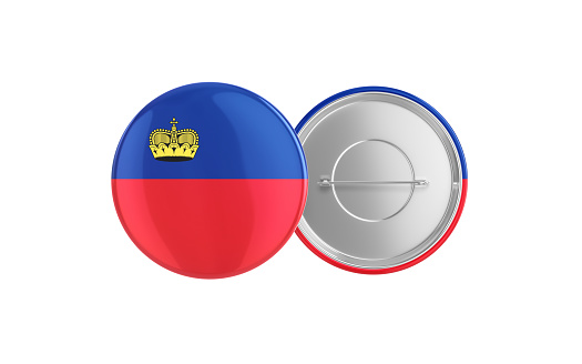 3d Render Liechtenstein Flag Badge Pin Mocap, Front Back Clipping Path, It can be used for concepts such as Policy, Presentation, Election.
