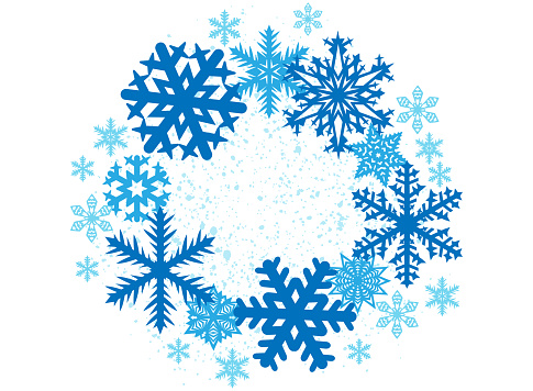 Christmas wreath of snowflakes. Beautiful frame for text. Vector illustration