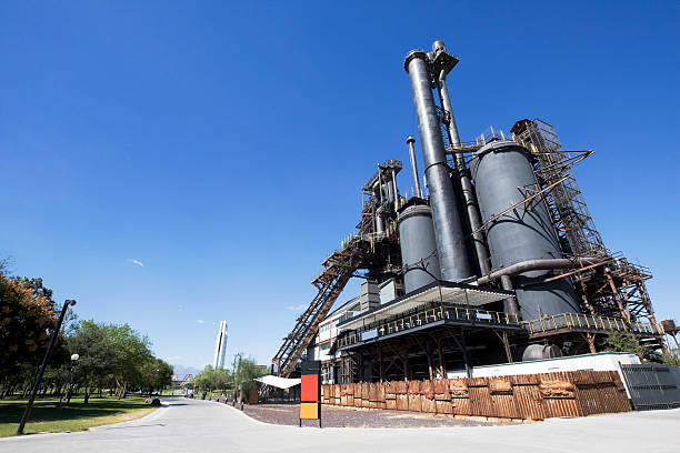 Outside photo of the Parque Fundidora steel museum stock photo