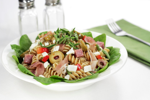 Whole wheat rotini in an Italian style pasta salad.Please see some similar pictures from my portfolio: