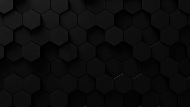 istock 3d black abstract dark color background backdrop wall made of black hexagon polygons, empty space wall background, black wall 3d black forms seamless pattern, minimal dark backdrop 3d visualization 1835449495