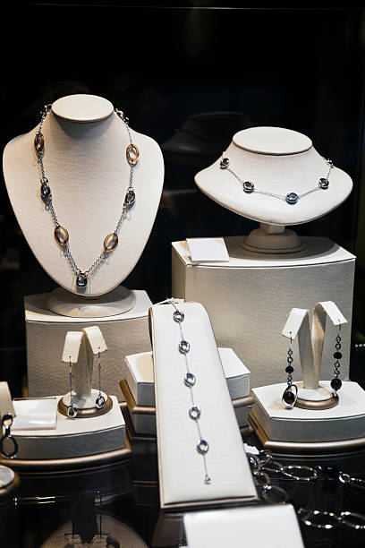 istock Jewelry Store Display Case with Necklaces and Earrings 183545213