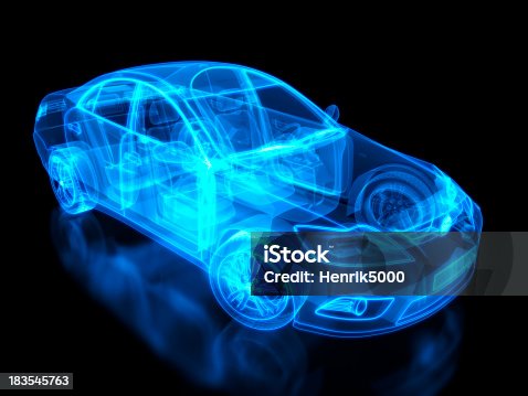 istock Neon anatomy of an automobile on black background 183545763