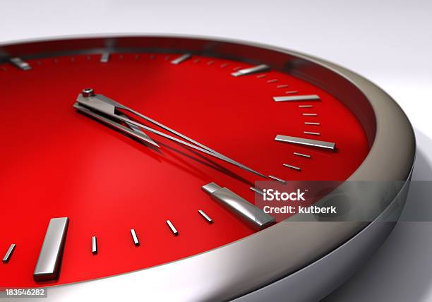 Relógio Vermelho - Fotografias de stock e mais imagens de 12 Horas - 12 Horas, Almoço, Conceito