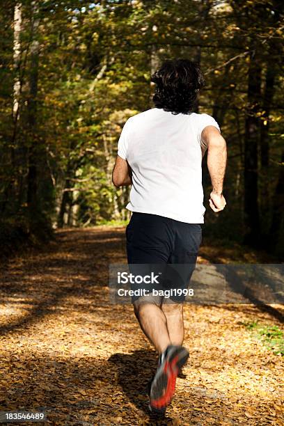 Corriendo En El Bosque Foto de stock y más banco de imágenes de Actividad - Actividad, Adulto, Aerobismo