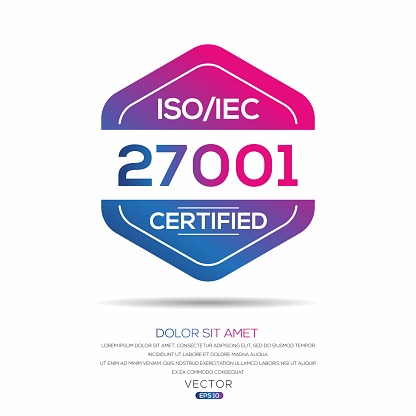 (ISO 27001) Standard quality symbol, vector illustration.