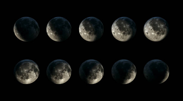 10 Moon phases image stock photo