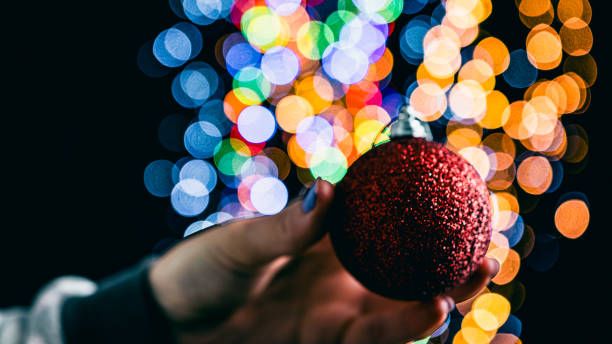 istock Christmas decorations. Colorful Christmas lights background 1835512594