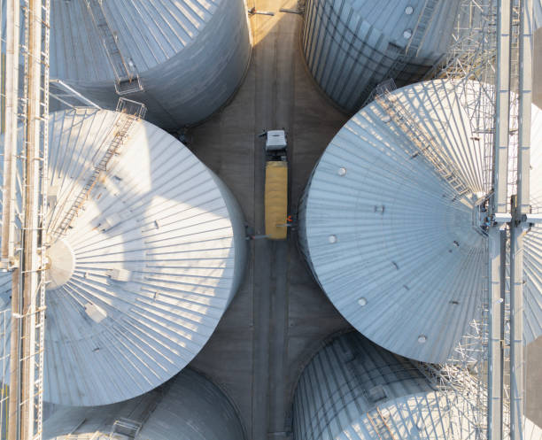 istock Silos for grain storage. Modern warehouses for corn sunflower wheat and barley. 1835522544