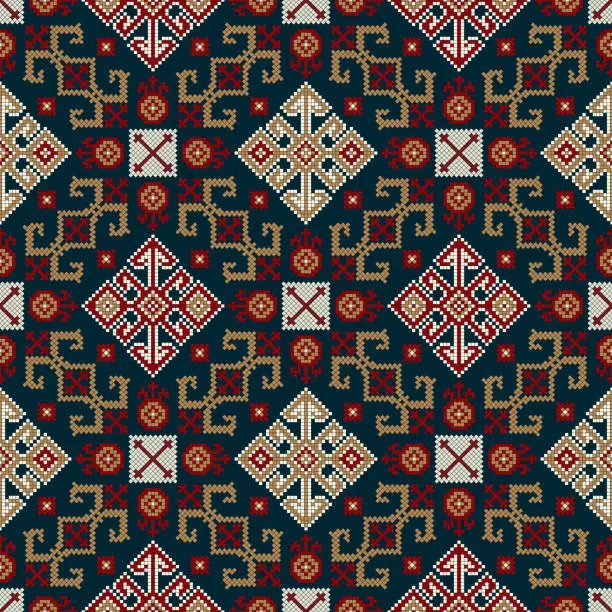 Vector illustration of Georgian embroidery pattern 96