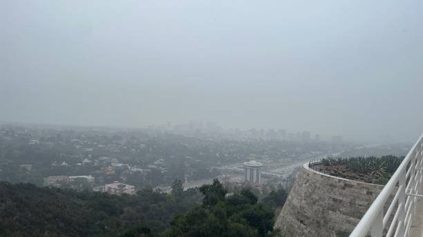 Foggy Los Angeles View Foggy Los Angeles view during a winter rain storm san diego freeway stock pictures, royalty-free photos & images