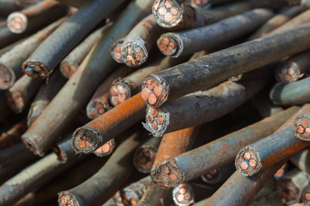 istock A bunch of old copper cables in a plastic sheath. Front view. 1835566623